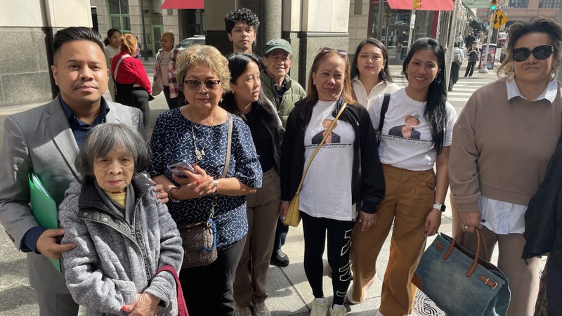The family of Mauricio Gesmundo Sr. represents their late patriarch outside the Criminal Justice Center on Wednesday, March 11. One of the suspects in Gesmundo's 2021 death was sentenced to 20-50 years in prison after pleading guilty to third-degree murder and other charges.