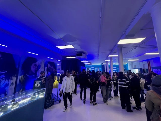 American Express cardholders rush into the Billie Eilish pop-up shop during its opening on Oct. 16, 2024.