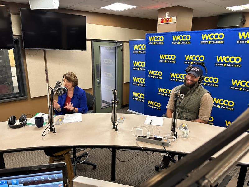 U.S. Senator Amy Klobuchar (D) and challenger Royce White (R) in the WCCO Radio studios participating in their only debate before the Election.