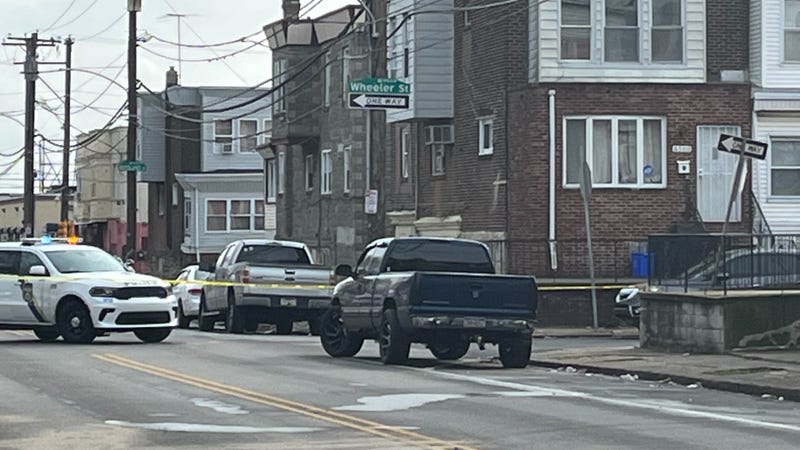 A pickup truck which Philadelphia police say was involved in a road rage incident that led to another vehicle striking the 12th Police District headquarters in Southwest Philadelphia.