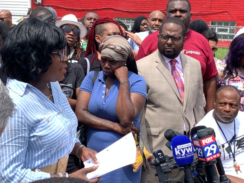 Mayor Cherelle Parker speaks about the mass shooting in Southwest Philadelphia on the night of the 4th of July, 2024.