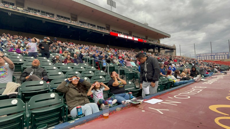 Eclipse viewers at Sahlen Field