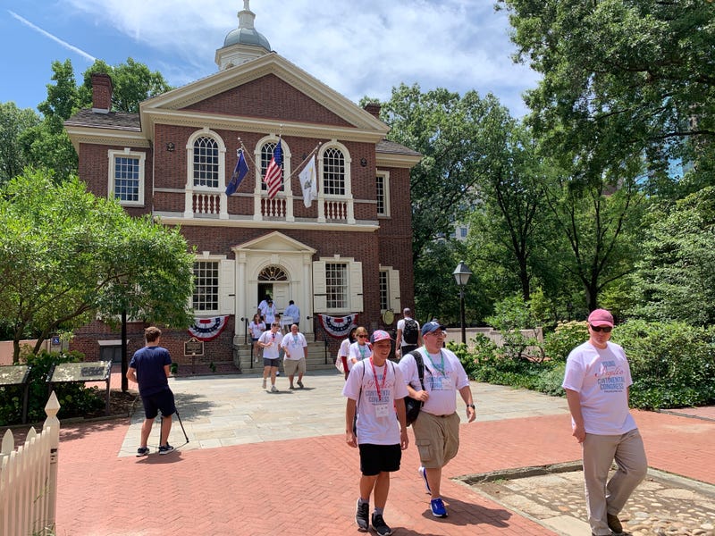 Students and teachers from the country’s original 13 colonies are gathering in Philadelphia this week for the Young People’s Continental Congress to study 250-year-old history and also digest history in the making.
