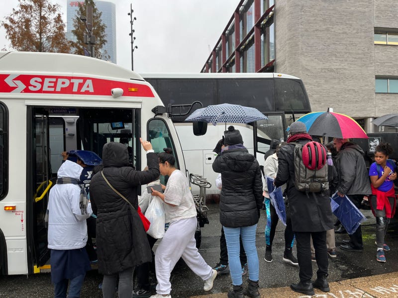 A fifth bus carrying migrants from Texas arrived in Philadelphia on Nov. 30, 2022.