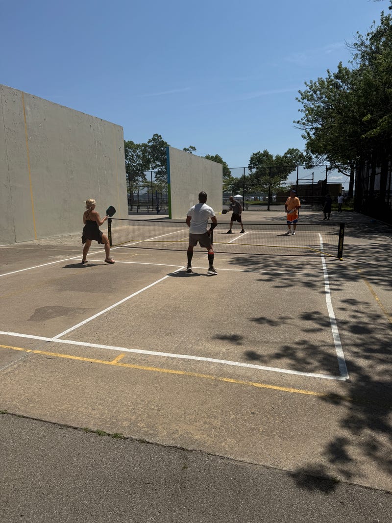 photo of the temporary courts at Orchard Beach