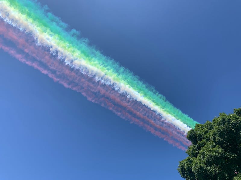 Italian Air Force Frecce Tricolori flyover of Philadelphia, Aug. 12, 2024
