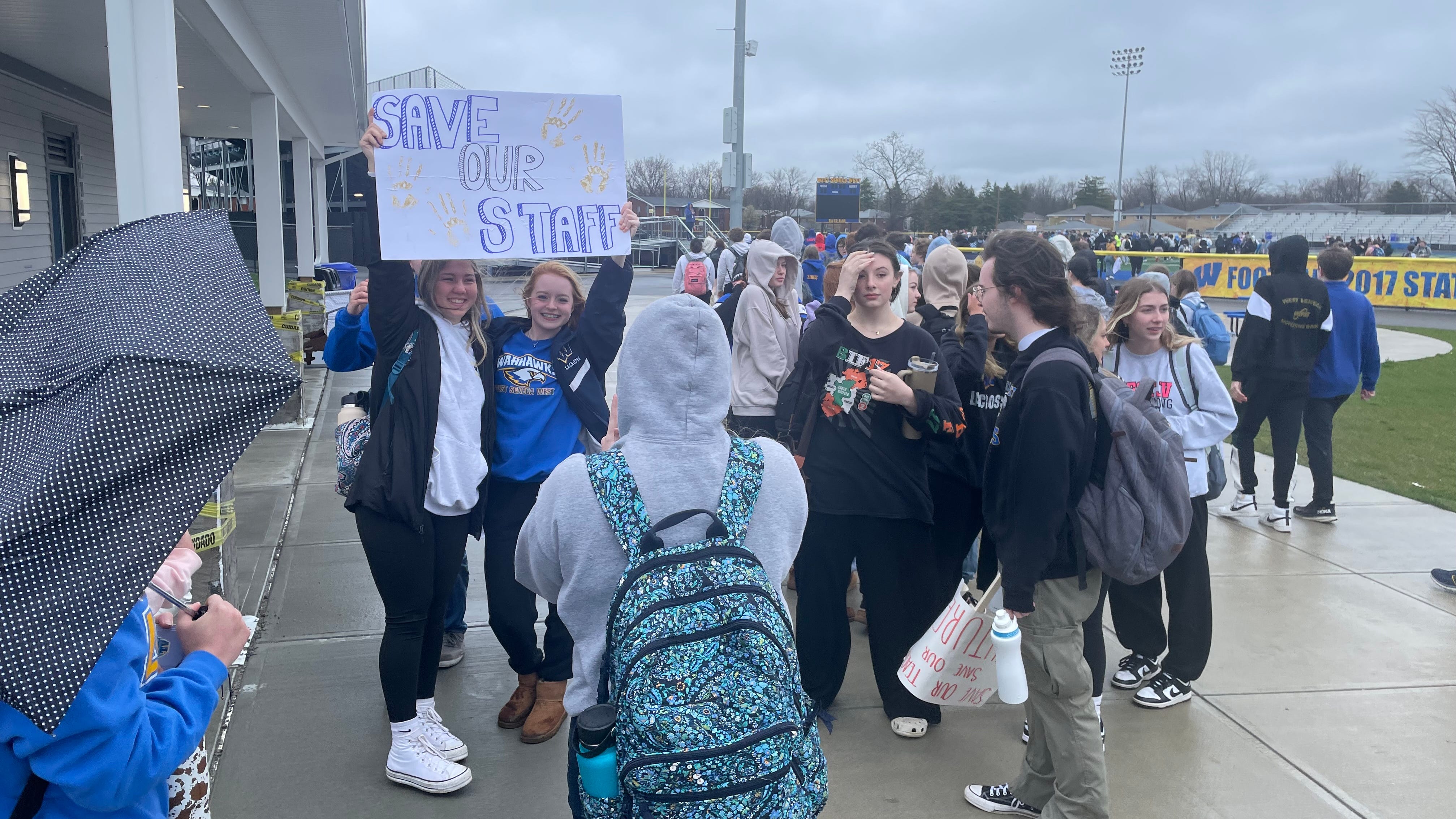 West Seneca West students take part in walkout to support staff proposed to be laid off