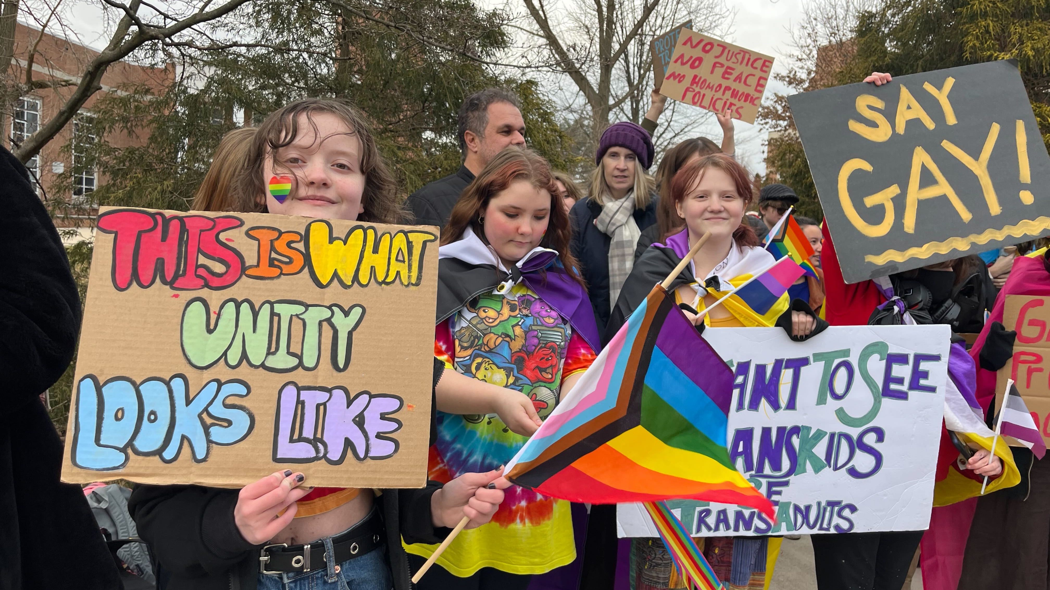Students, teachers protest policy banning pride flags in Central Bucks School District classrooms