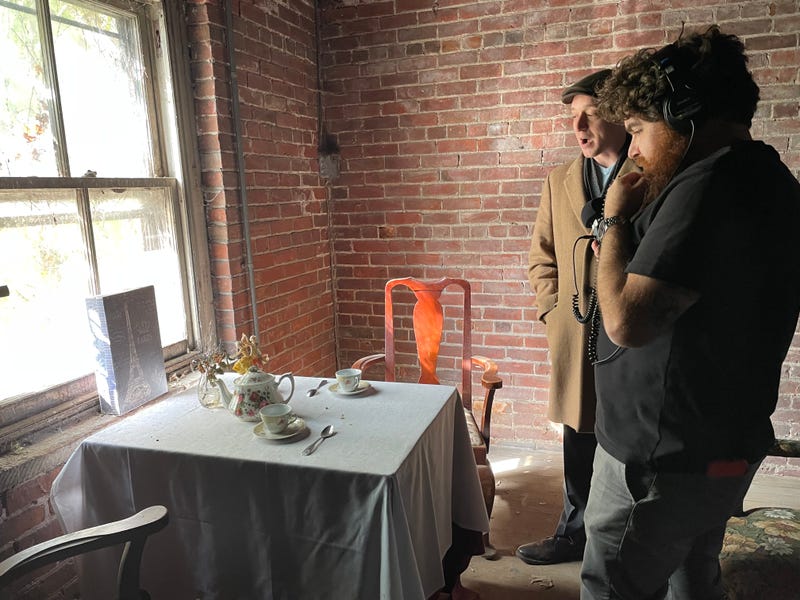 The haunted tea set inside The Whitney's carriage house