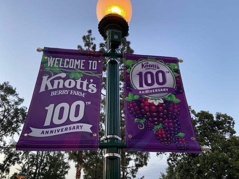Knotts 100th anniversary celebration sign