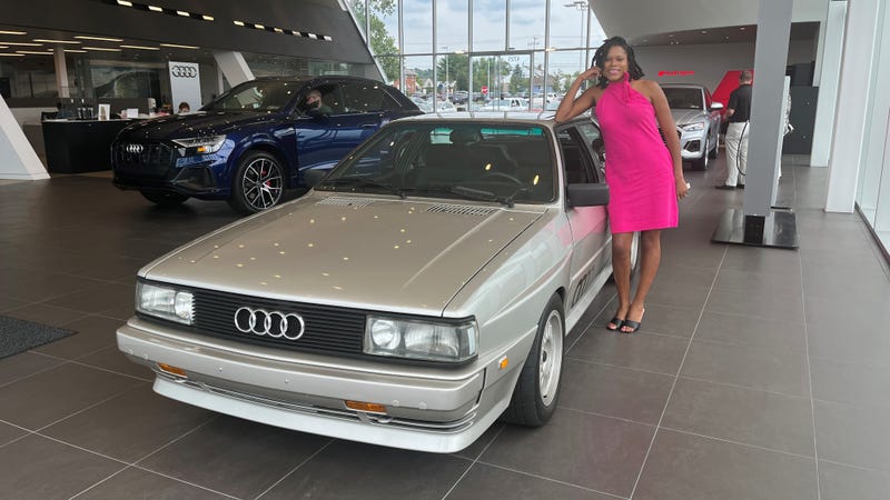 Erica Mouzon with the Audi Quattro she won