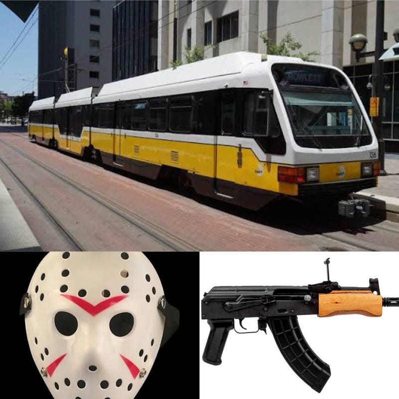 Police say the man accused of killing a passenger on a DART train earlier this week was wearing a “Jason-style” hockey mask during the deadly attack.