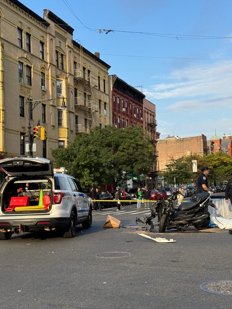 An SUV collided into a scooter in East Harlem early Sunday morning, killing a man and woman.