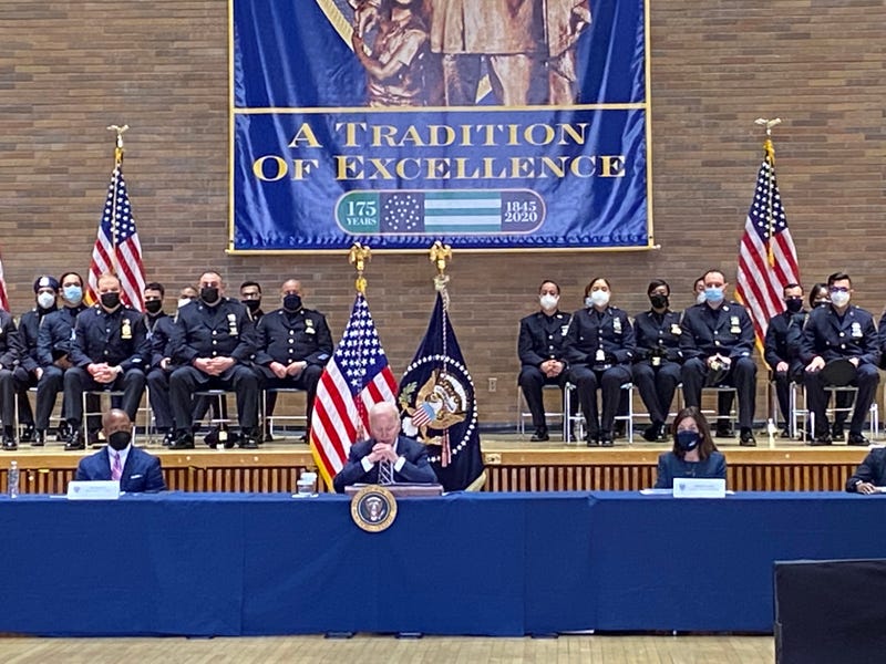 President Biden at NYPD headquarters on Thursday