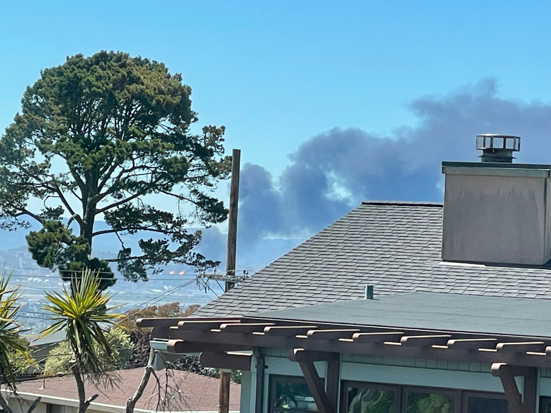 Black smoke seen rising from the Chevron Refinery in Richmond on Tuesday afternoon.