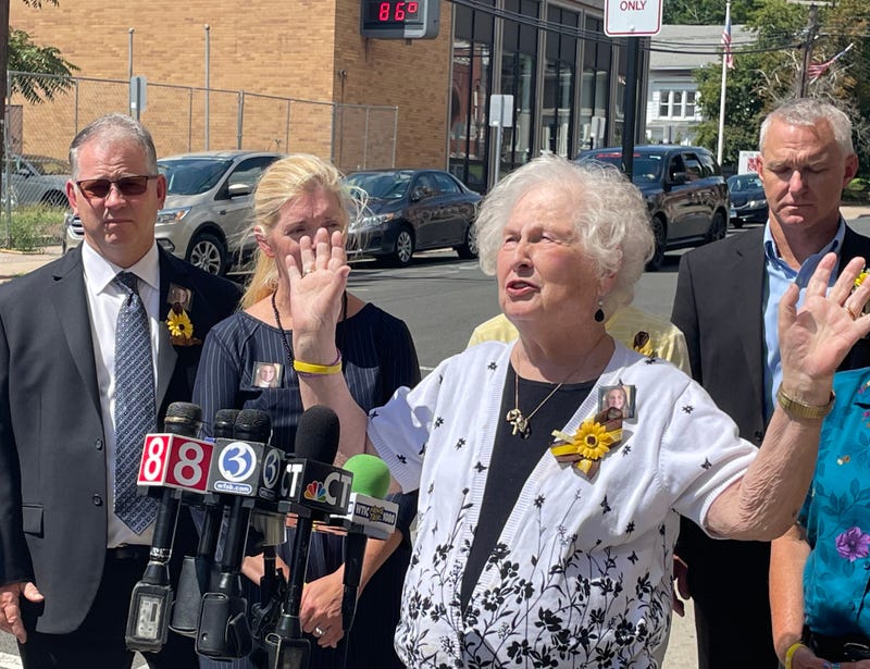 Cindi Margotta tells reporters she feels her daughter Connie's presence and strength, after Connie's husband Rick was sentenced to 65 years in prison for killing her, 8/18/22