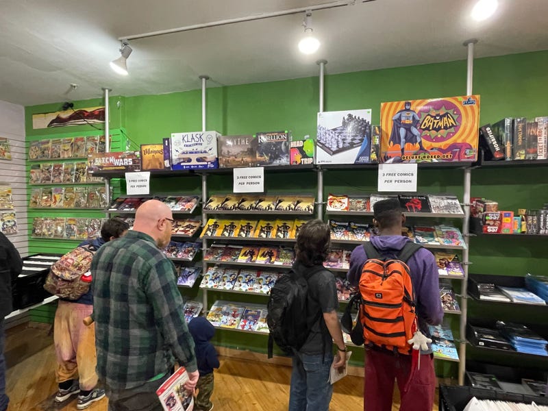 People enjoying Free Comic Book Day 2024