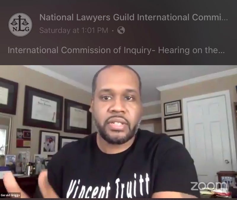 Attorney Gerald Griggs testified before the Internatioinal Commission of Inquiry