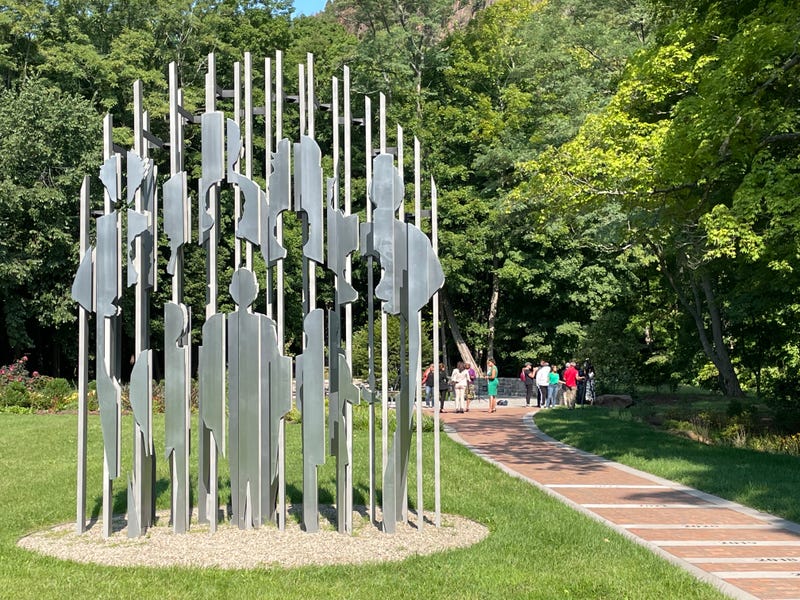 The "Lost Generation" sculpture at the New Haven Botanical Garden of Healing, illustrating "the future generations lost for each life taken by gun violence."