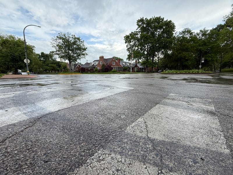 Skid marks remain after Sunday evening's slideshow