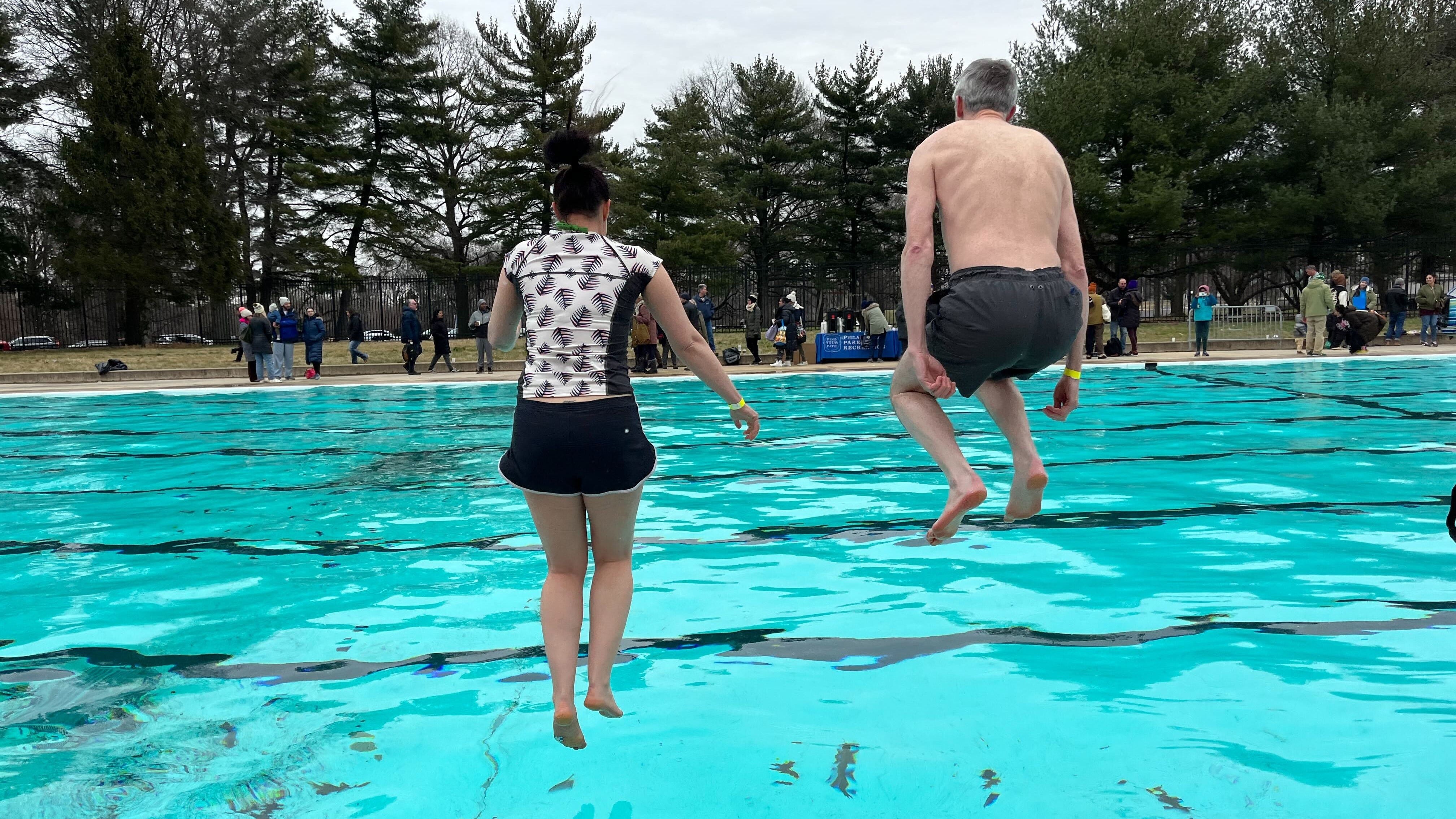 Swimmers take polar pool plunge to raise money for Philly lifeguard bonuses