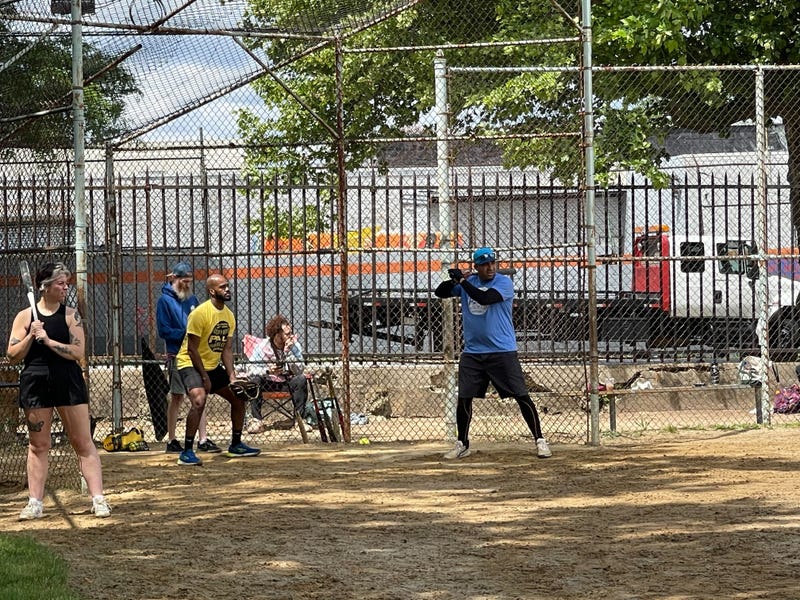 The Philadelphia Adult Softball League’s Sunday league played Sunday at Mill Creek Playground in West Phiadelphia.