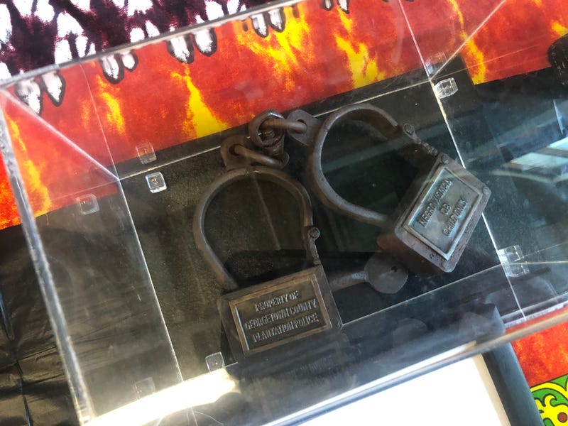 Shackles from planation owners on display at the museum.