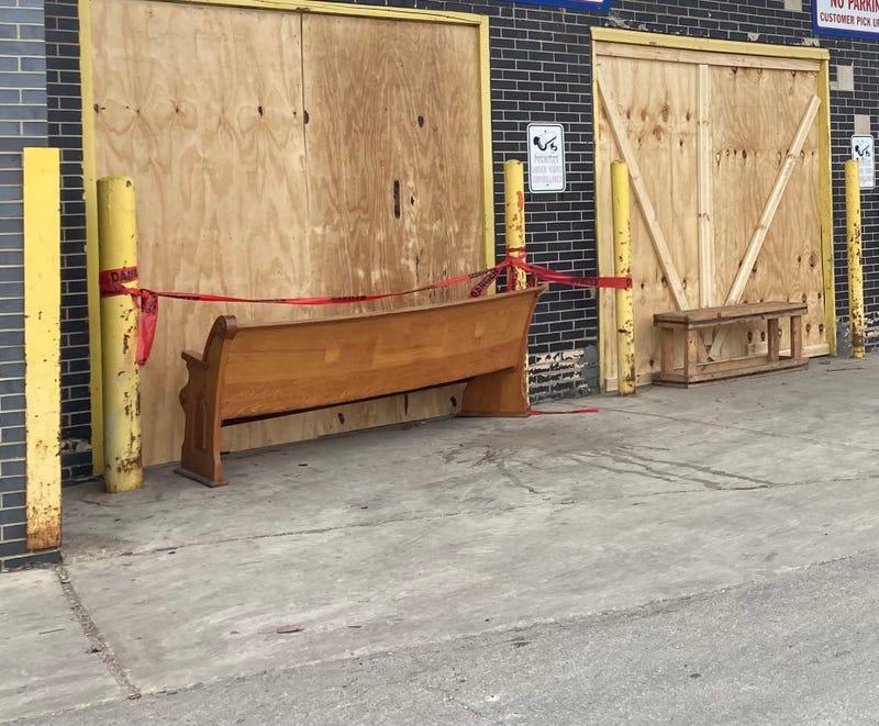 doors with wood sheets over them