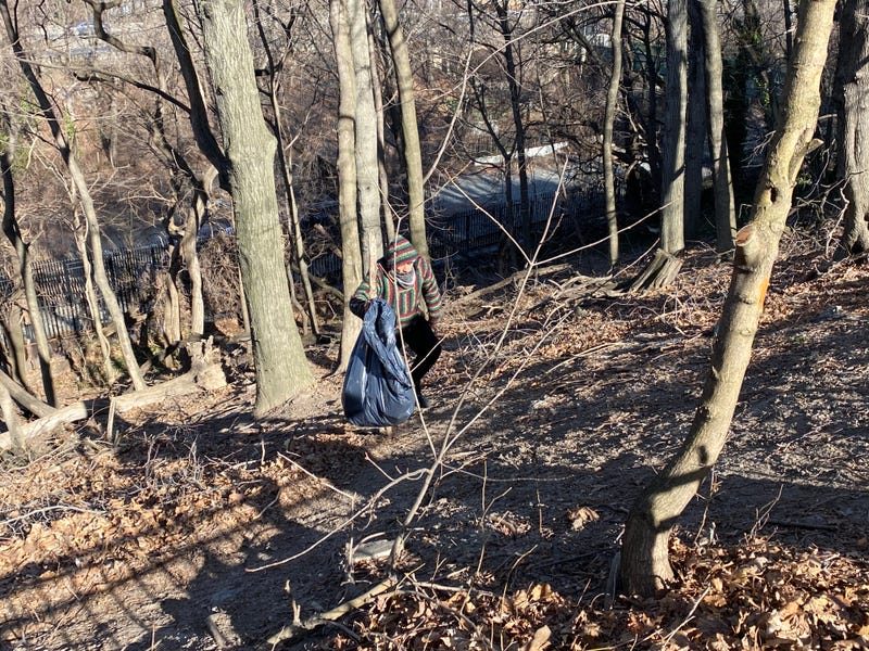 The man came down and walked up an embankment before going after a New York Post reporter and a photographer