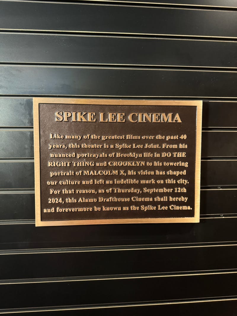 The Alamo Drafthouse theater in Downtown Brooklyn was named the Spike Lee Cinema in a ceremony on Thursday, Sept. 12, 2024.