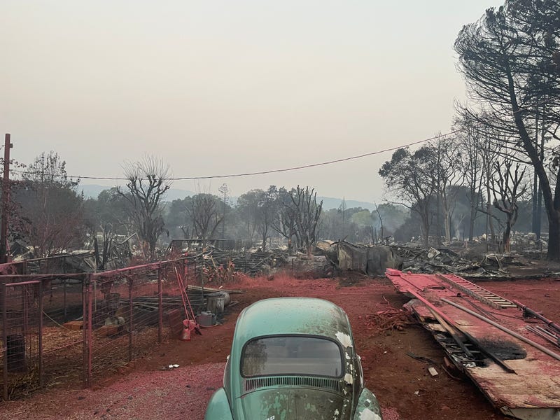 The Cache Fire decimated a mobile home park Wednesday afternoon.