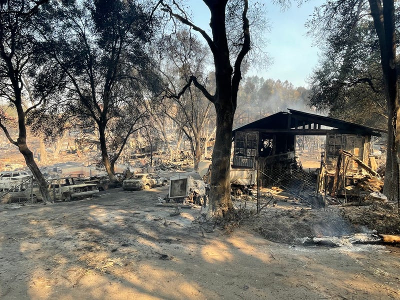 The Cache Fire decimated a mobile home park Wednesday.