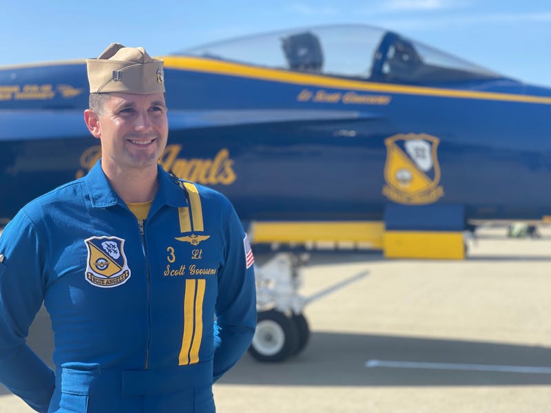 Lt. Scott Goossens prepares for a test run in the Bay Area sky before Fleet Week.