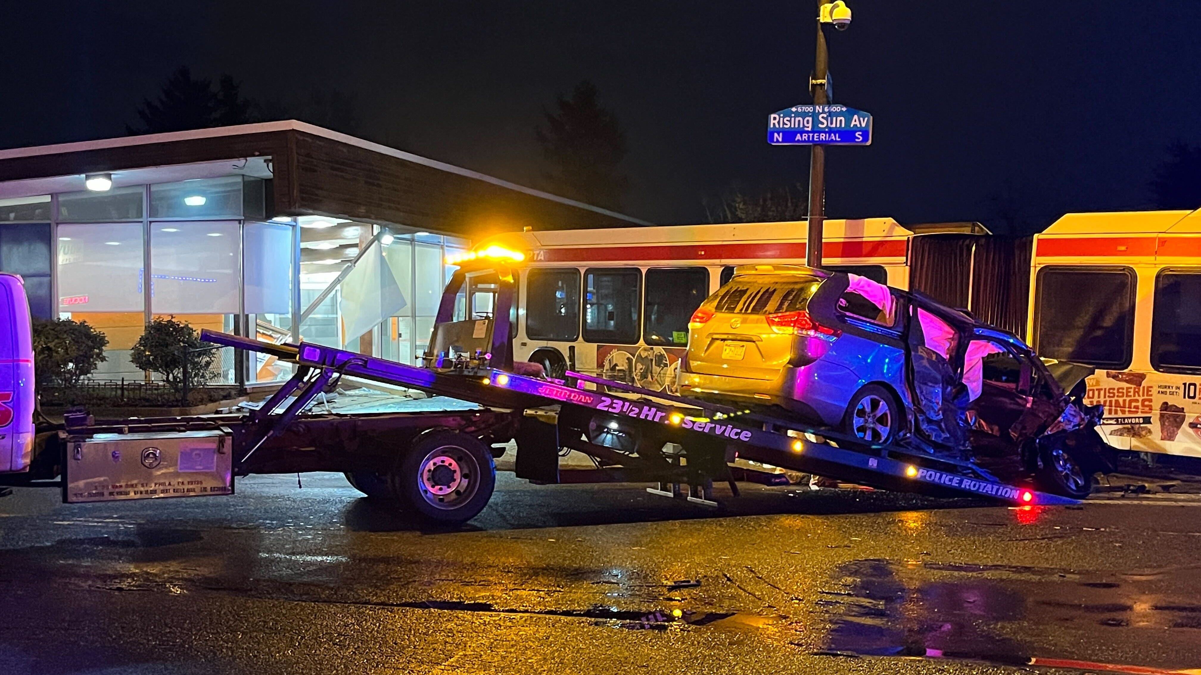 Driver of stolen car wanted after chain-reaction crash with minivan, SEPTA bus
