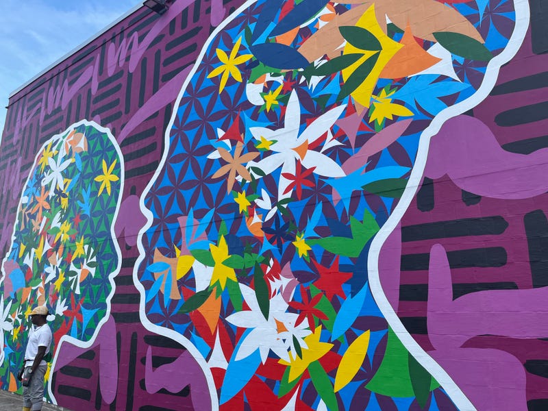 Polytab mural on the Jesse Nash Health Center