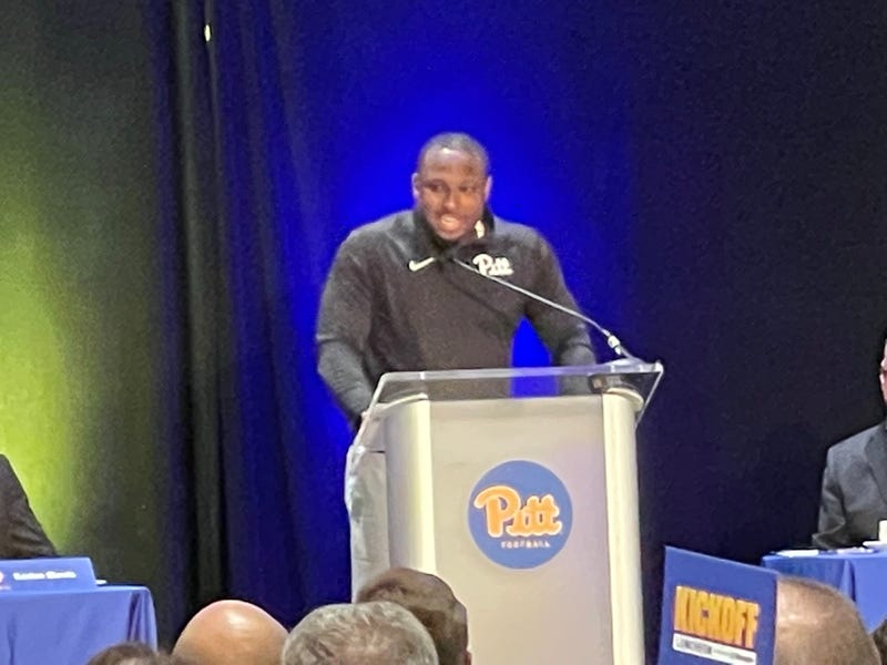 LeSean McCoy speaking at kickoff luncheon