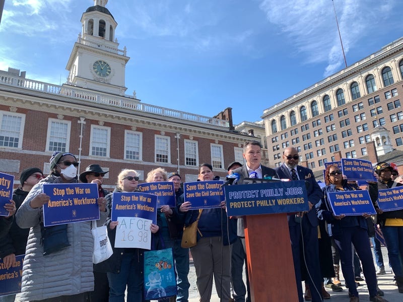 Unions representing government employees in Philadelphia pushed back Monday, Feb. 24, against the widespread layoffs of federal workers.