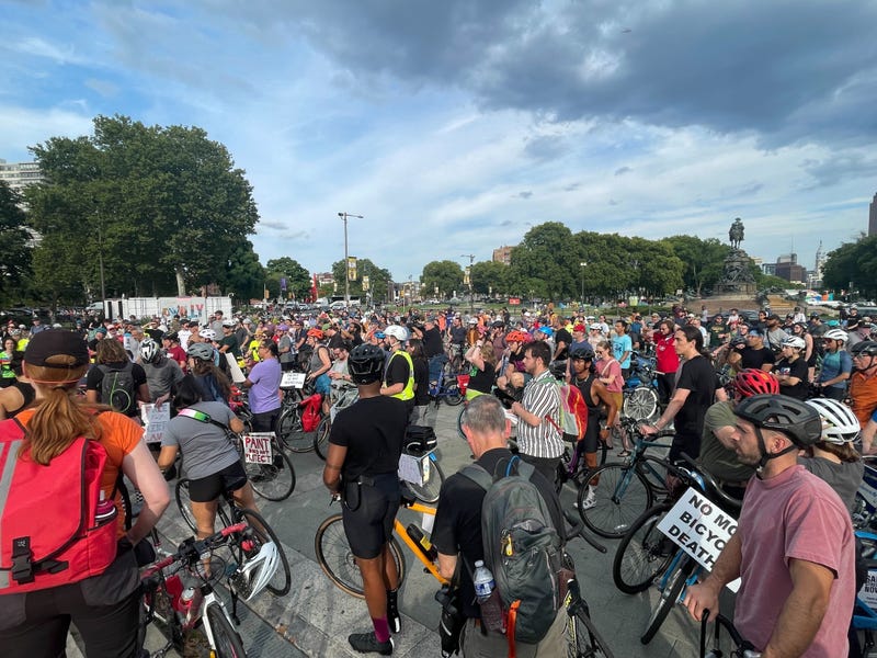 Protest ride in honor of CHOP Dr. Barbara Friedes on Friday, July 26, 2024.