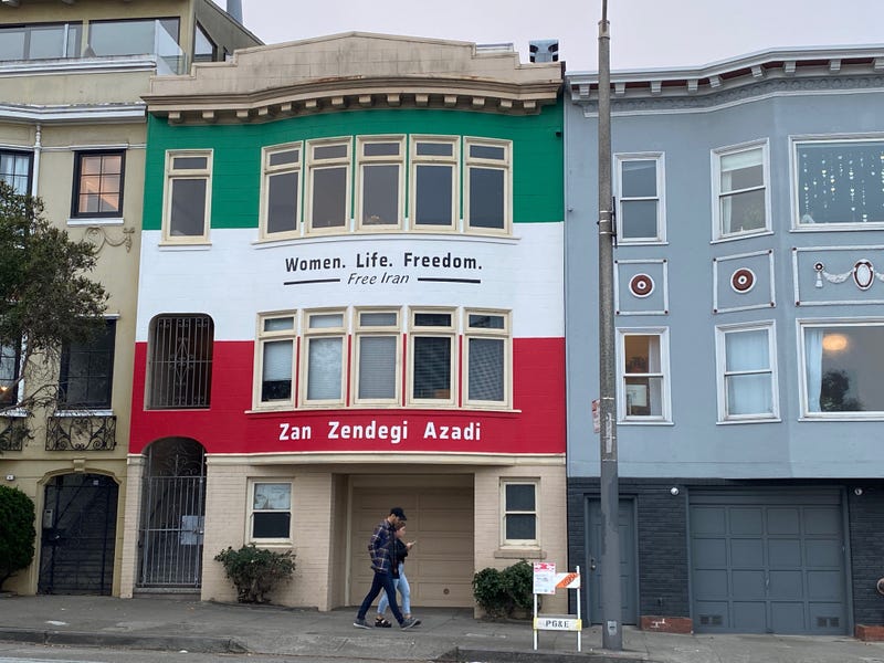 A San Francisco homeowner is using his Marina District house as a canvas to spread awareness about the situation in Iran.