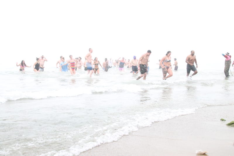 Groups of around 20 people were let into the water at a time.