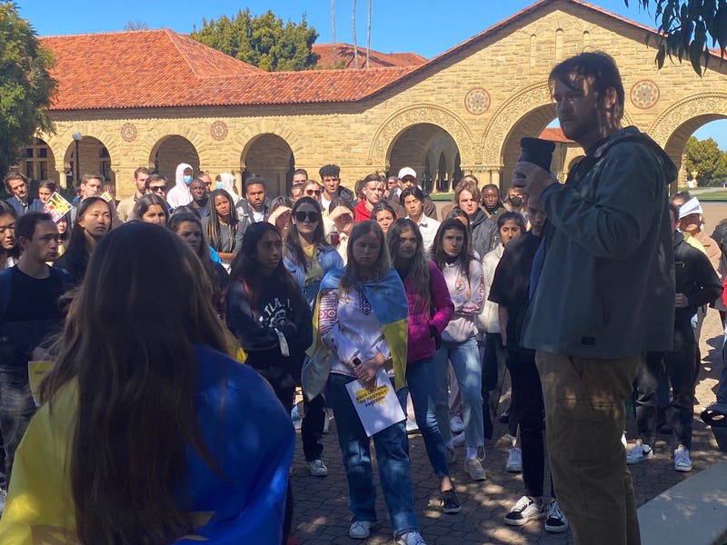 Solidarity rallies in support of Ukraine are taking place throughout the country Thursday, including on the Stanford University campus in Santa Clara County.