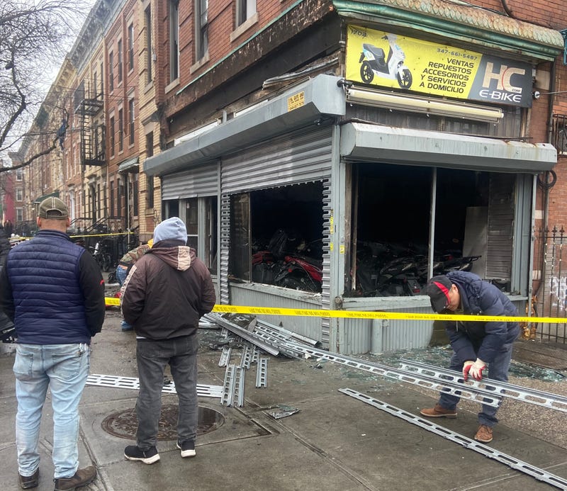 The shop appeared to be heavily damaged in the fire on Gates Avenue
