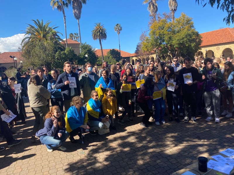 Solidarity rallies in support of Ukraine are taking place throughout the country Thursday, including on the Stanford University campus in Santa Clara County.