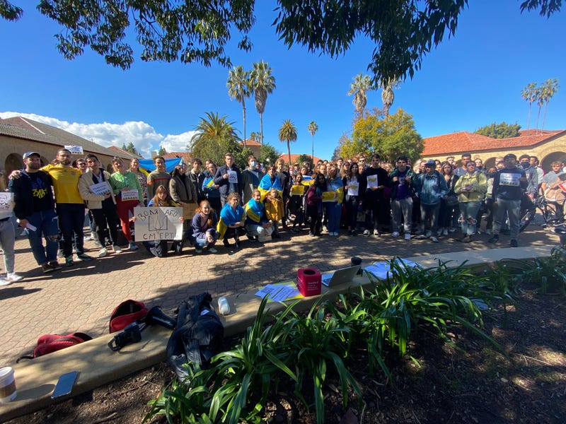 Solidarity rallies in support of Ukraine are taking place throughout the country Thursday, including on the Stanford University campus in Santa Clara County.
