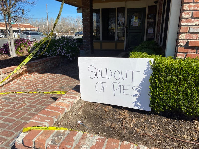 A sign outside of Marie Callender’s in San Jose says it all.