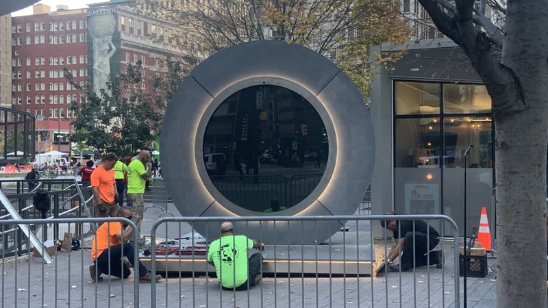 The Portal art installation in November, after it was moved from inside LOVE Park to 16th Street and JFK Boulevard.
