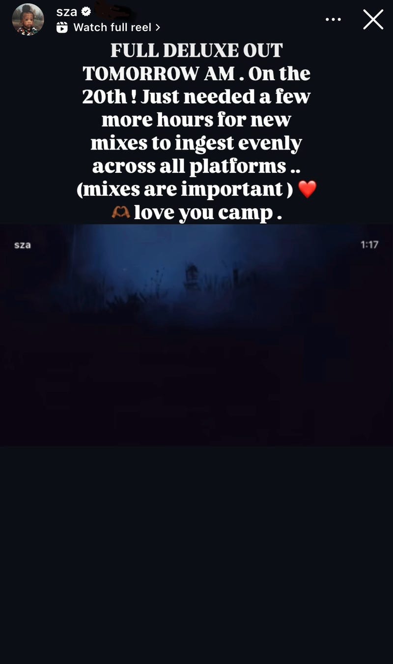 SZA's instagram story