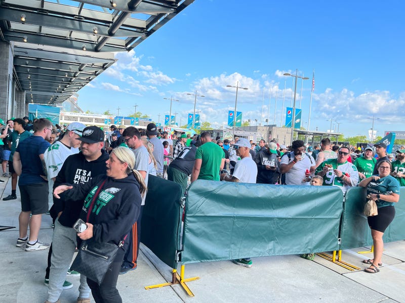 Fans tailgate the release of Kelly green Eagles jerseys