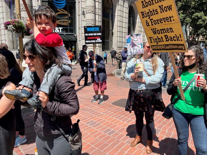 Several hundred supporters marched in San Francisco Saturday to oppose the possible end to Roe v. Wade.