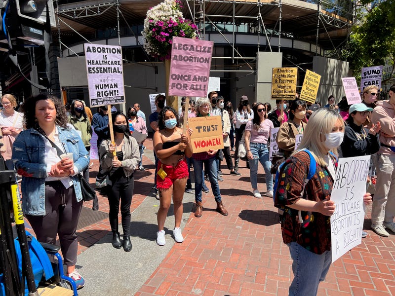 Several hundred supporters marched in San Francisco Saturday to oppose the possible end to Roe v. Wade.